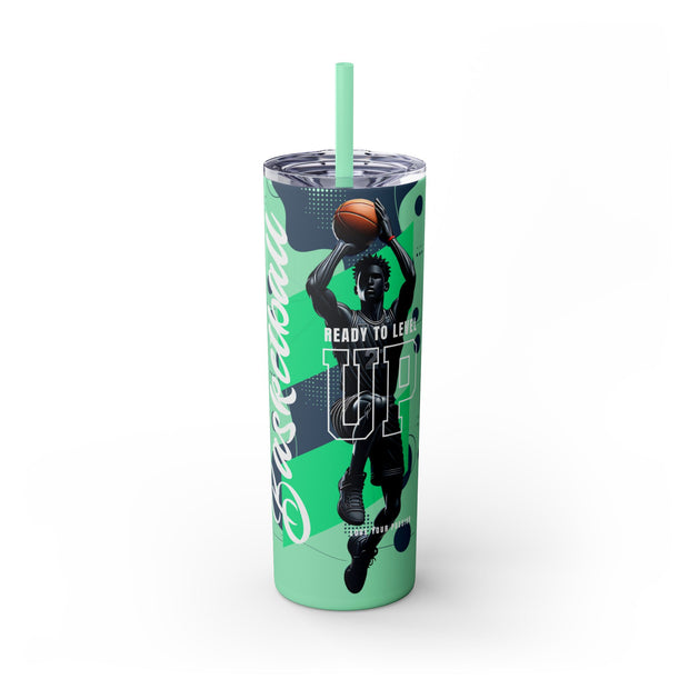 Basketball Skinny Tumbler with Straw, 20oz