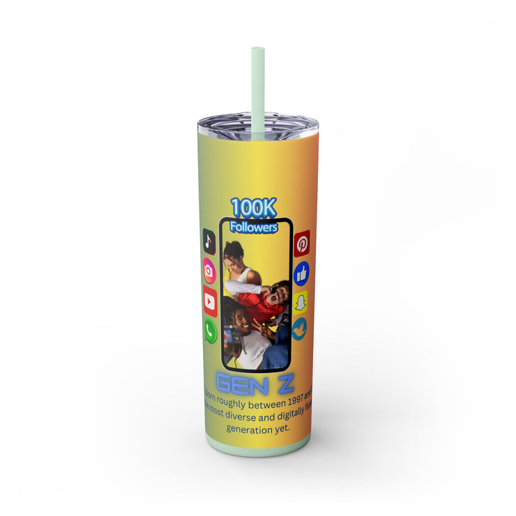 Gen-Z Skinny Tumbler with Straw, 20oz