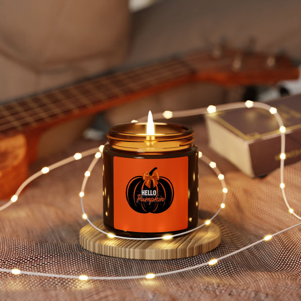 Hello pumpkin Scented Soy Candle (Multi-Size, Amber Jar)