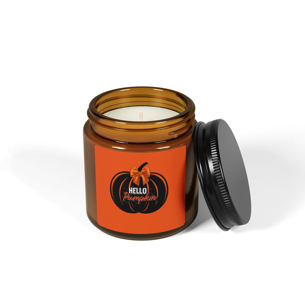 Hello pumpkin Scented Soy Candle (Multi-Size, Amber Jar)