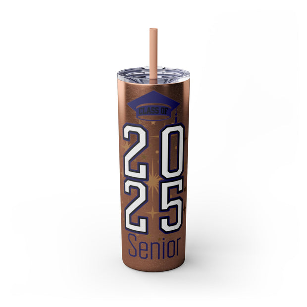 Senior 2025 Skinny Tumbler with Straw, 20oz