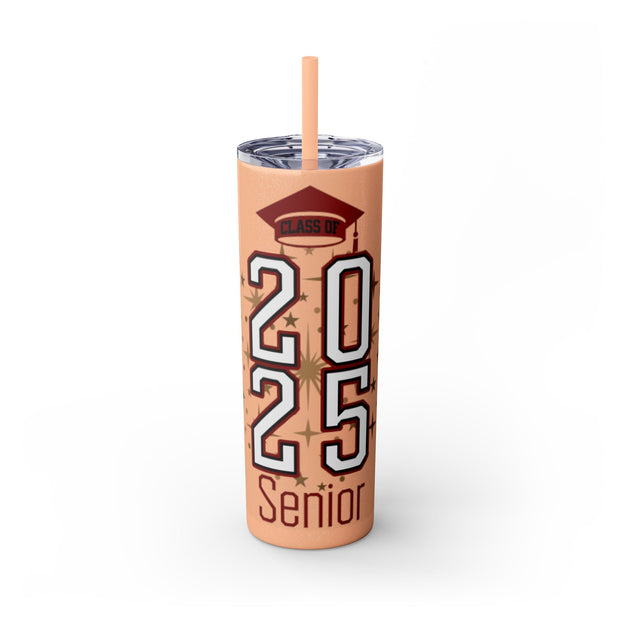 Senior 2025 Skinny Tumbler with Straw, 20oz