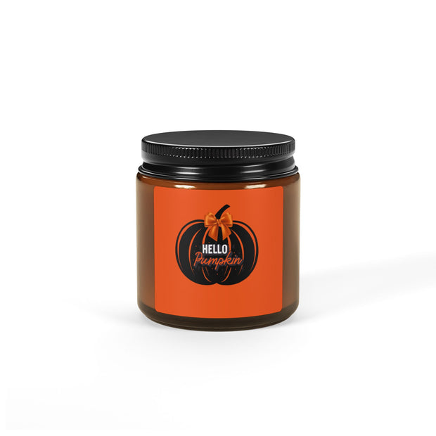 Hello pumpkin Scented Soy Candle (Multi-Size, Amber Jar)